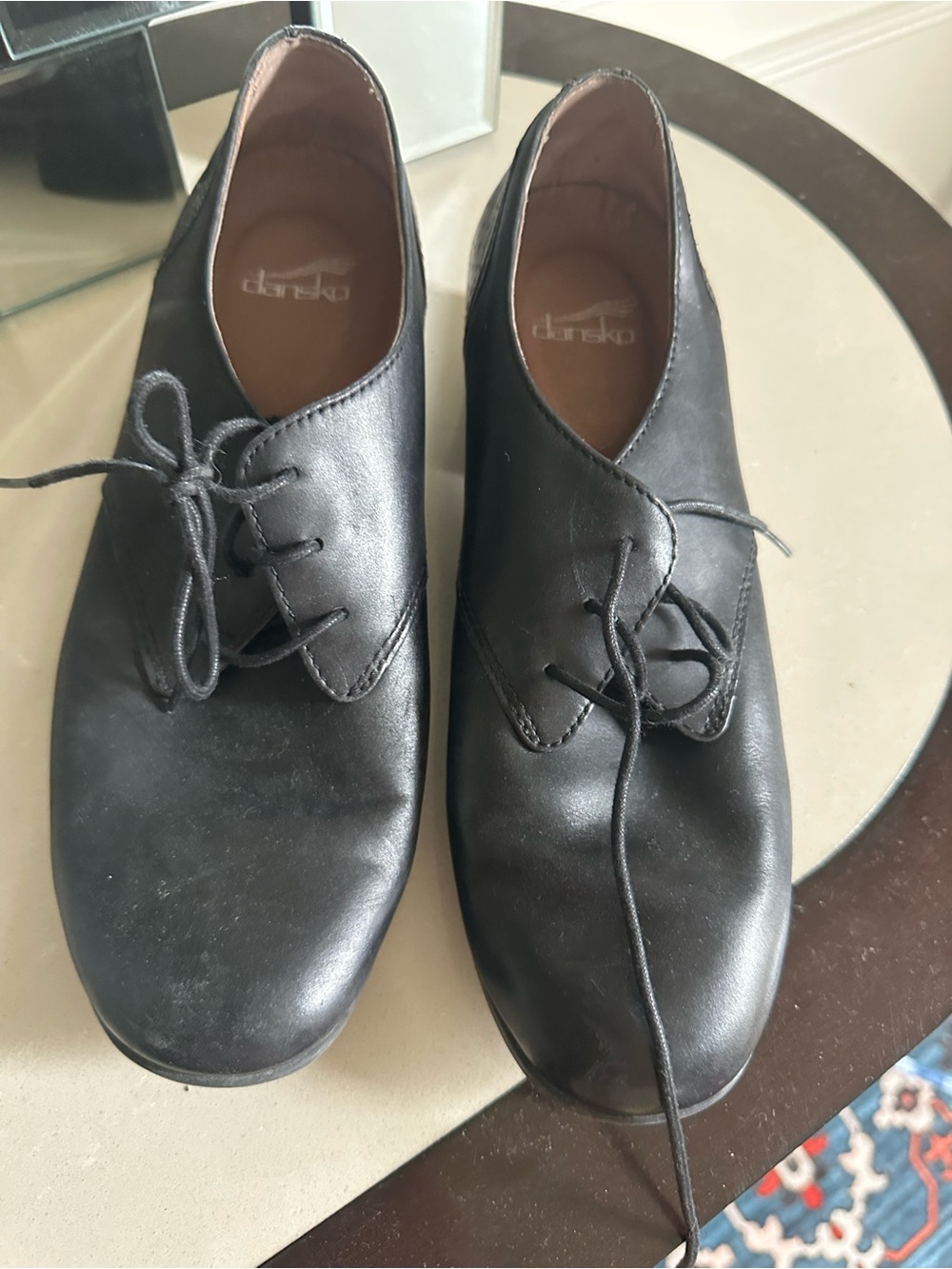 Dansko Black Leather Women's Oxford Lace-Up Shoes